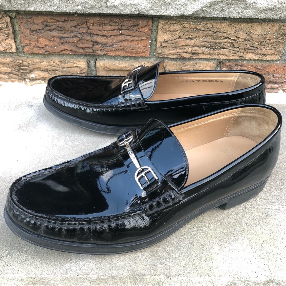 Bally Black Patent Leather Loafers Simpler Size 10